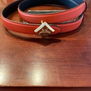 MCM Orange to Black Reversible Diamond Logo Embossed Leather Belt Size 95cm